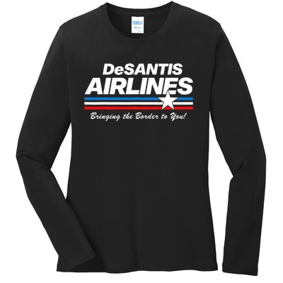 DeSantis Airlines US Flag Vintage Ladies Long Sleeve Shirt