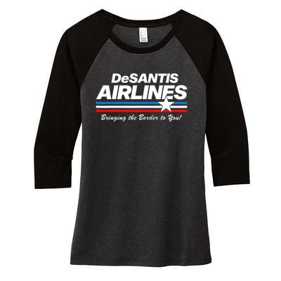 DeSantis Airlines US Flag Vintage Women's Tri-Blend 3/4-Sleeve Raglan Shirt