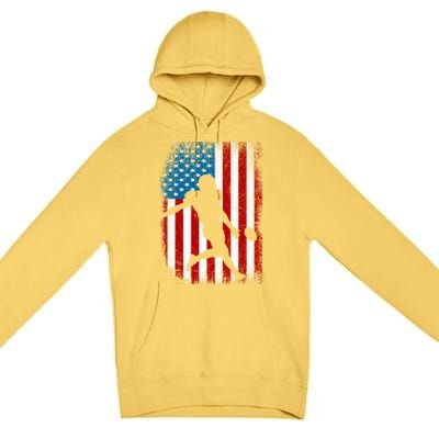 Distressed American Us Flag Vintage Football Gift Cute Gift Premium Pullover Hoodie