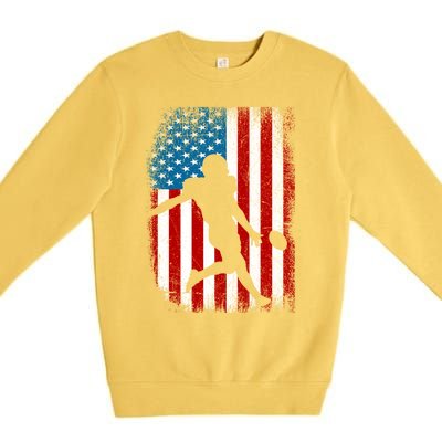 Distressed American Us Flag Vintage Football Gift Cute Gift Premium Crewneck Sweatshirt