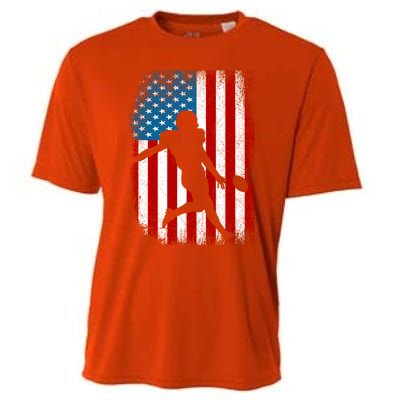 Distressed American Us Flag Vintage Football Gift Cute Gift Cooling Performance Crew T-Shirt