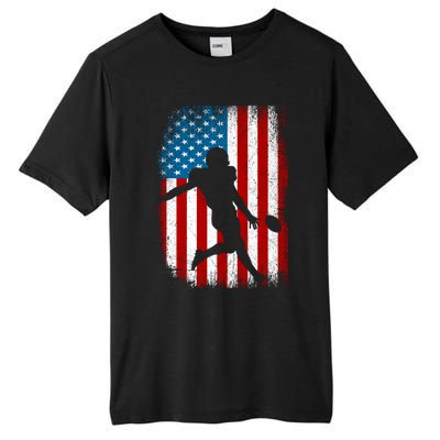 Distressed American Us Flag Vintage Football Gift Cute Gift Tall Fusion ChromaSoft Performance T-Shirt