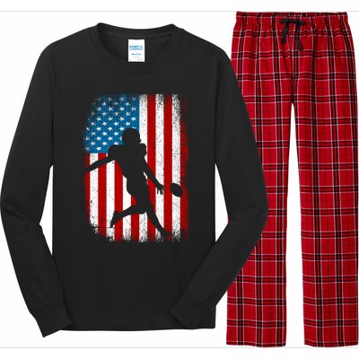 Distressed American Us Flag Vintage Football Gift Cute Gift Long Sleeve Pajama Set