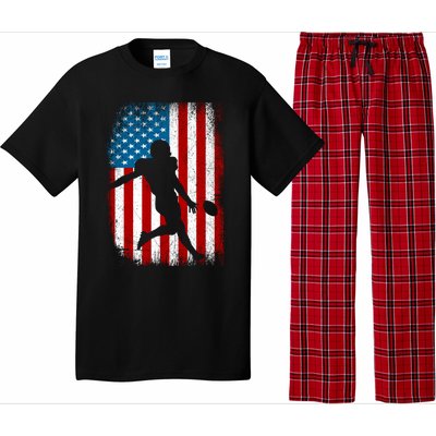 Distressed American Us Flag Vintage Football Gift Cute Gift Pajama Set