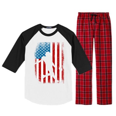 Distressed American Us Flag Vintage Football Gift Cute Gift Raglan Sleeve Pajama Set