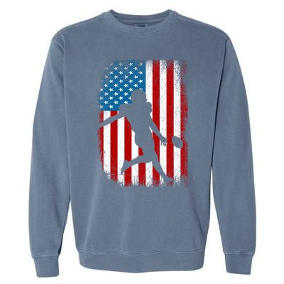 Distressed American Us Flag Vintage Football Gift Cute Gift Garment-Dyed Sweatshirt