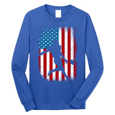 Distressed American Us Flag Vintage Football Gift Cute Gift Long Sleeve Shirt