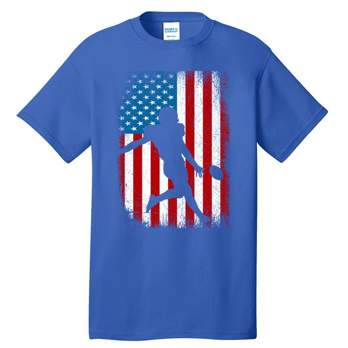 Distressed American Us Flag Vintage Football Gift Cute Gift Tall T-Shirt