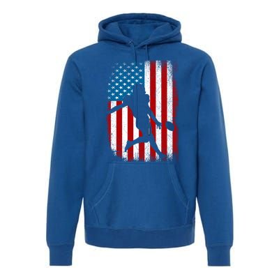 Distressed American Us Flag Vintage Football Gift Cute Gift Premium Hoodie