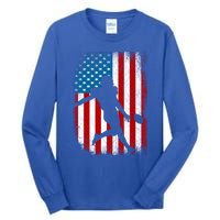 Distressed American Us Flag Vintage Football Gift Cute Gift Tall Long Sleeve T-Shirt