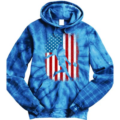 Distressed American Us Flag Vintage Football Gift Cute Gift Tie Dye Hoodie