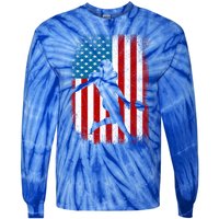 Distressed American Us Flag Vintage Football Gift Cute Gift Tie-Dye Long Sleeve Shirt