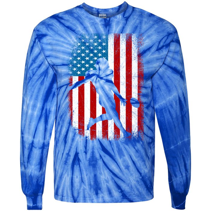 Distressed American Us Flag Vintage Football Gift Cute Gift Tie-Dye Long Sleeve Shirt