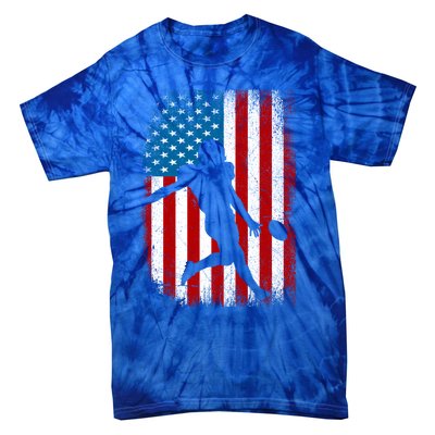 Distressed American Us Flag Vintage Football Gift Cute Gift Tie-Dye T-Shirt