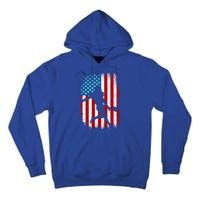 Distressed American Us Flag Vintage Football Gift Cute Gift Tall Hoodie