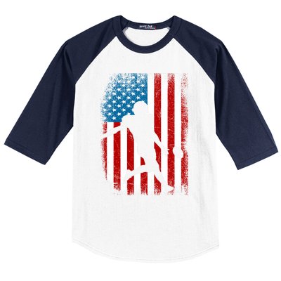 Distressed American Us Flag Vintage Football Gift Cute Gift Baseball Sleeve Shirt