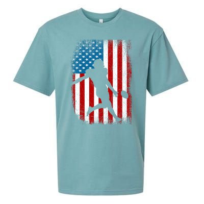 Distressed American Us Flag Vintage Football Gift Cute Gift Sueded Cloud Jersey T-Shirt