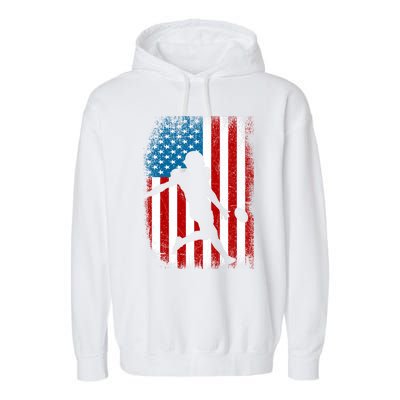 Distressed American Us Flag Vintage Football Gift Cute Gift Garment-Dyed Fleece Hoodie