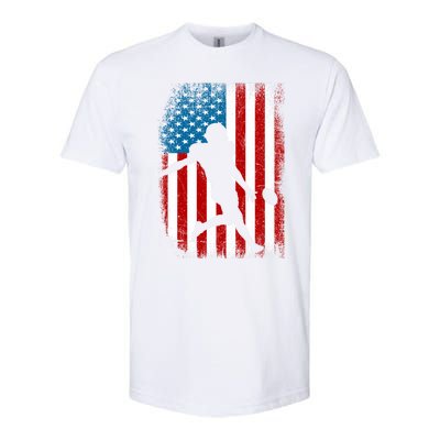 Distressed American Us Flag Vintage Football Gift Cute Gift Softstyle CVC T-Shirt