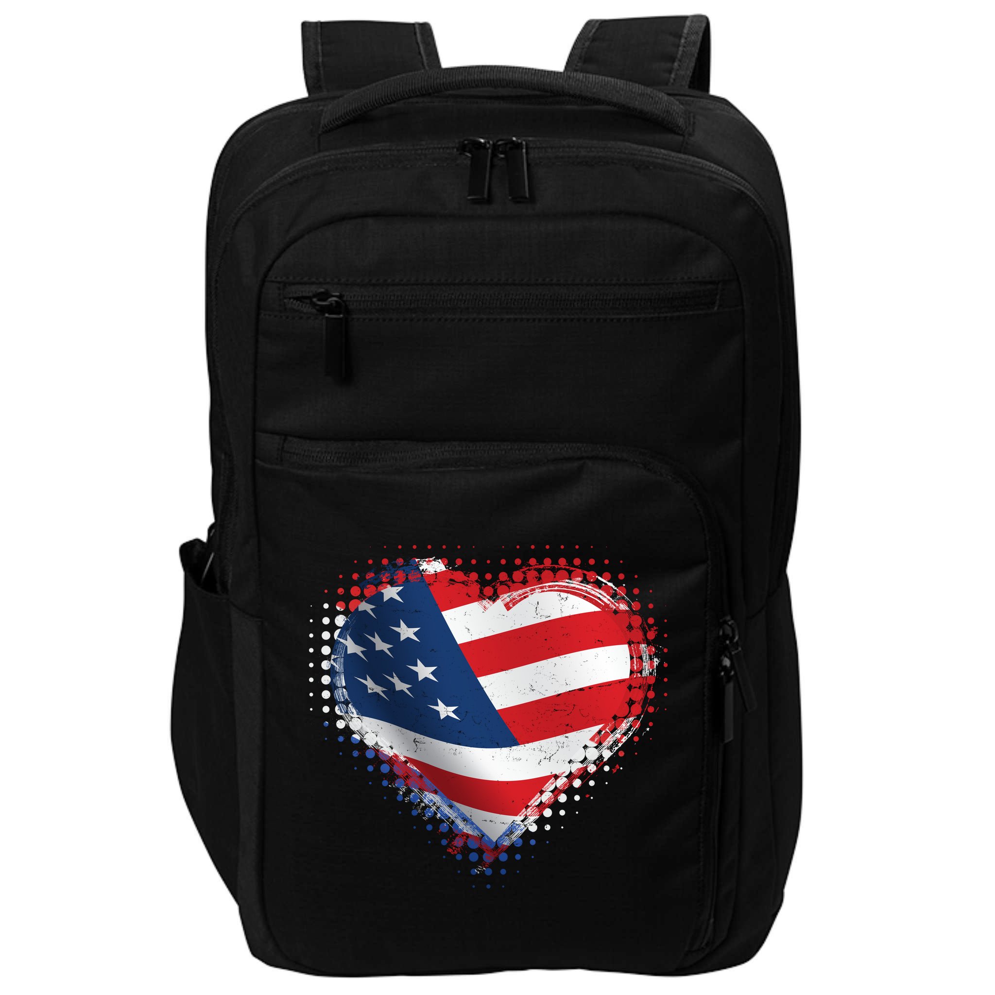 Distressed American USA Flag Heart Impact Tech Backpack