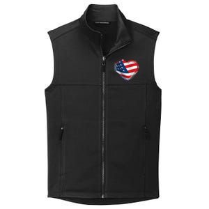 Distressed American USA Flag Heart Collective Smooth Fleece Vest