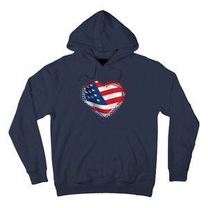 Distressed American USA Flag Heart Hoodie