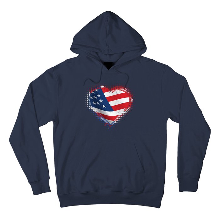 Distressed American USA Flag Heart Hoodie