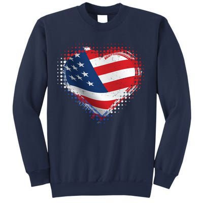 Distressed American USA Flag Heart Sweatshirt