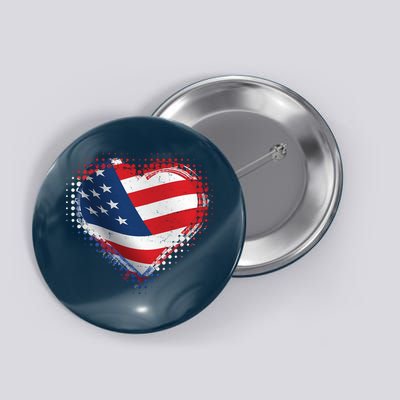 Distressed American USA Flag Heart Button
