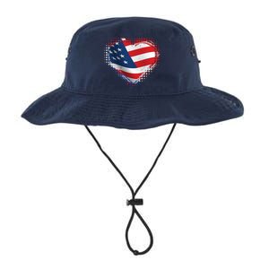 Distressed American USA Flag Heart Legacy Cool Fit Booney Bucket Hat