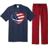 Distressed American USA Flag Heart Pajama Set