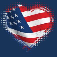 Distressed American USA Flag Heart Flatbill Hat