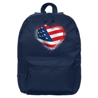 Distressed American USA Flag Heart 16 in Basic Backpack