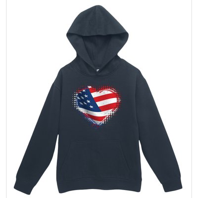 Distressed American USA Flag Heart Urban Pullover Hoodie