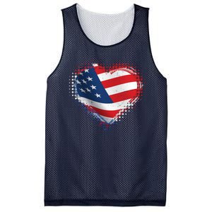 Distressed American USA Flag Heart Mesh Reversible Basketball Jersey Tank