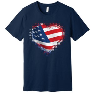 Distressed American USA Flag Heart Premium T-Shirt