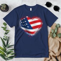 Distressed American USA Flag Heart Premium T-Shirt
