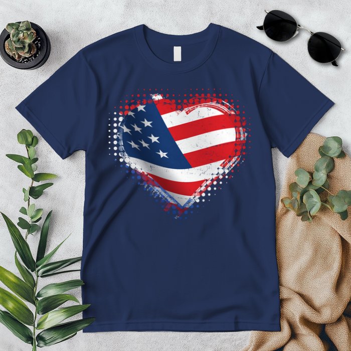 Distressed American USA Flag Heart Premium T-Shirt