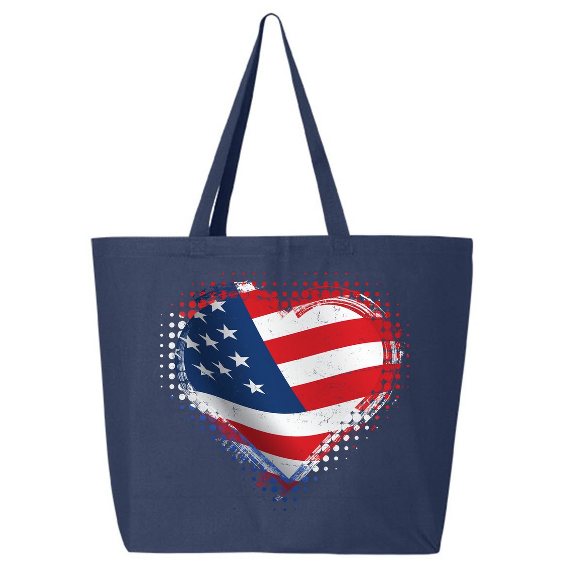 Distressed American USA Flag Heart 25L Jumbo Tote