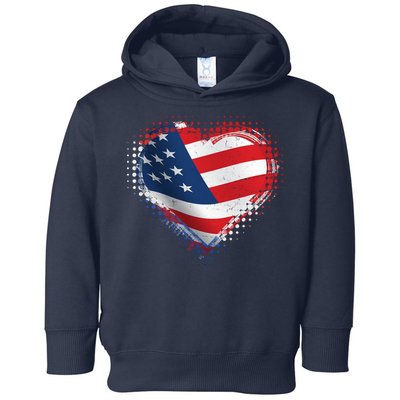 Distressed American USA Flag Heart Toddler Hoodie