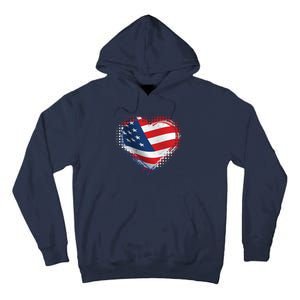 Distressed American USA Flag Heart Tall Hoodie