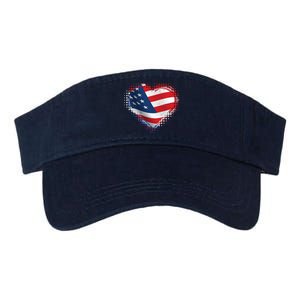 Distressed American USA Flag Heart Valucap Bio-Washed Visor