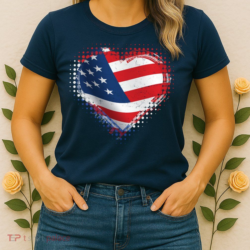 Distressed American USA Flag Heart Women's T-Shirt