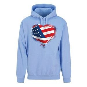 Distressed American USA Flag Heart Unisex Surf Hoodie