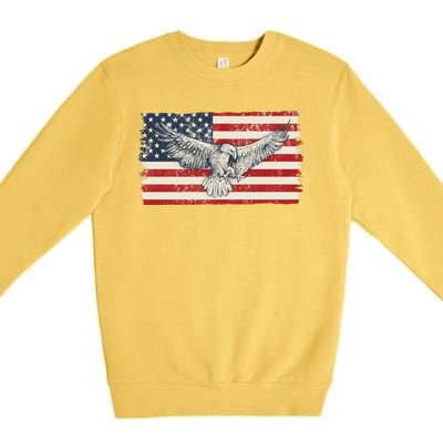 Distressed American USA Flag Eagle Premium Crewneck Sweatshirt