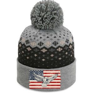 Distressed American USA Flag Eagle The Baniff Cuffed Pom Beanie