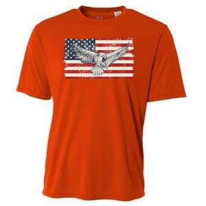 Distressed American USA Flag Eagle Cooling Performance Crew T-Shirt