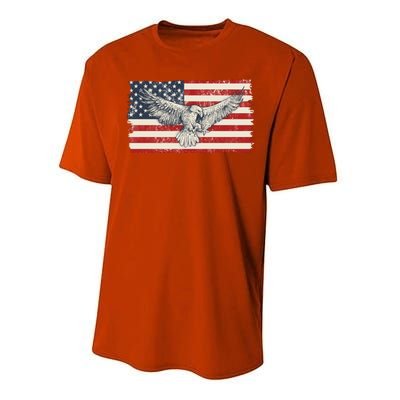 Distressed American USA Flag Eagle Performance Sprint T-Shirt