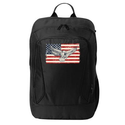 Distressed American USA Flag Eagle City Backpack