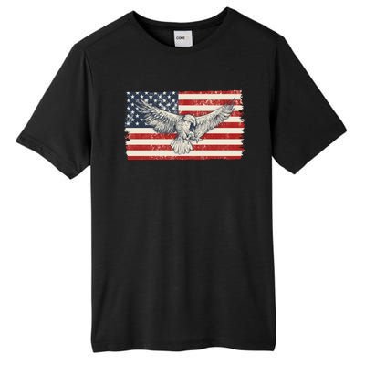 Distressed American USA Flag Eagle Tall Fusion ChromaSoft Performance T-Shirt